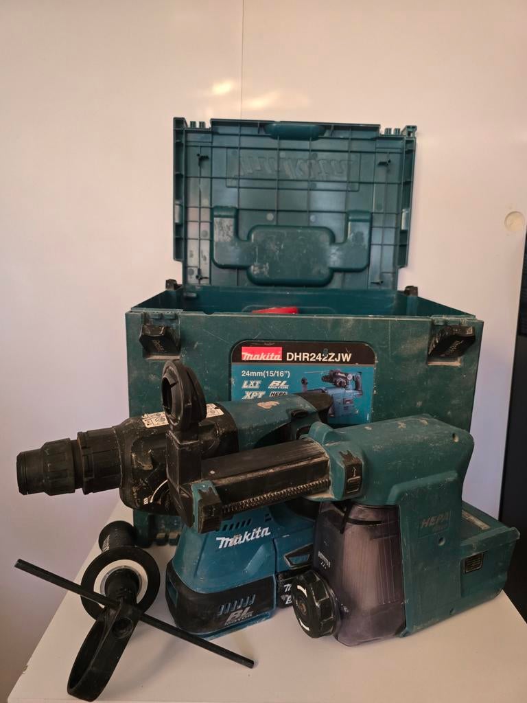 Makita DHR242ZJW Boorhamer in mbox koffer + boren, Doe-het-zelf en Verbouw, Gereedschap | Boormachines, Boor- en/of Breekhamer