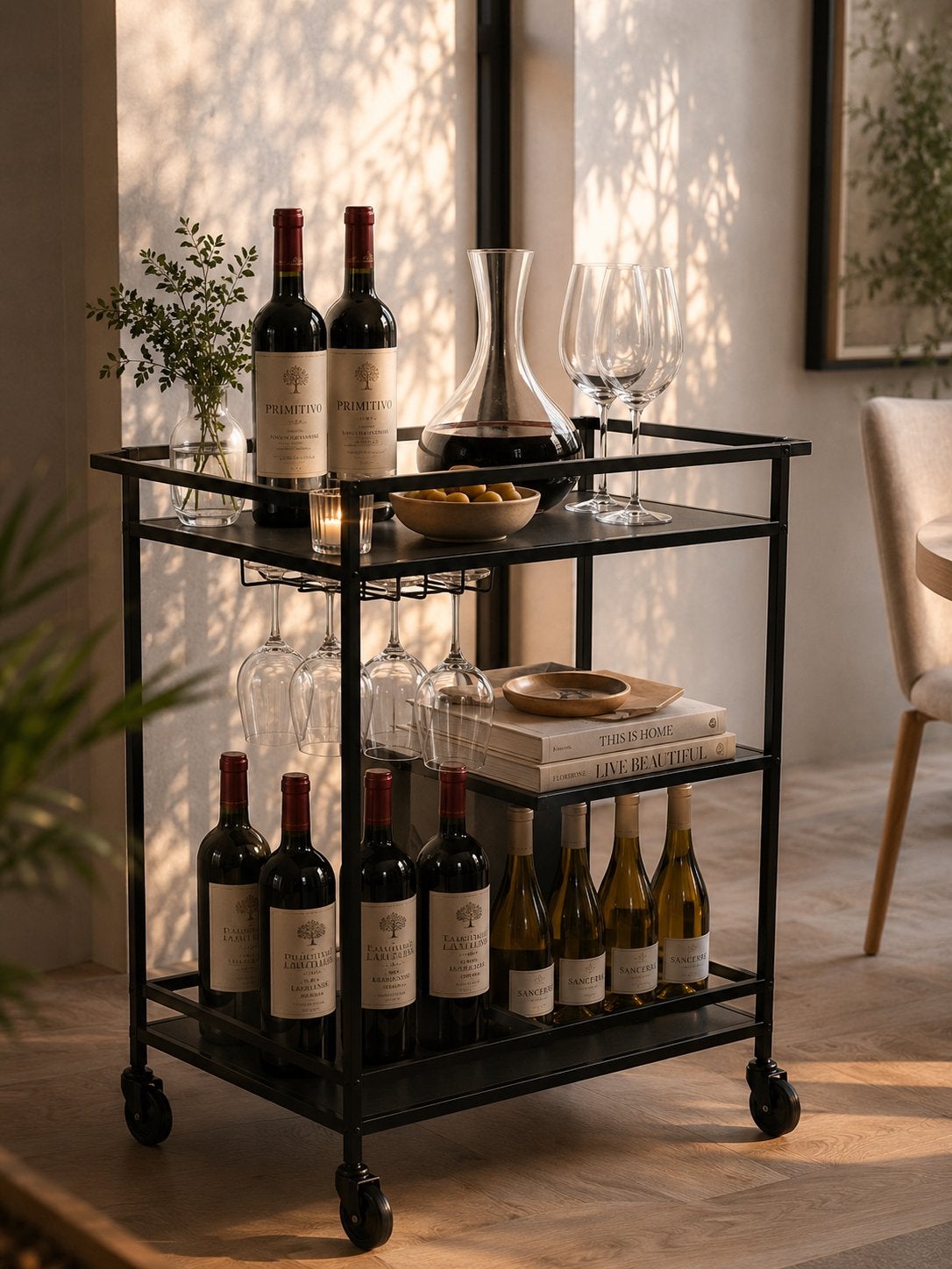 House Nordic Bar Trolley Vita – Zwart, Ophalen of Verzenden, Zo goed als nieuw, Metaal