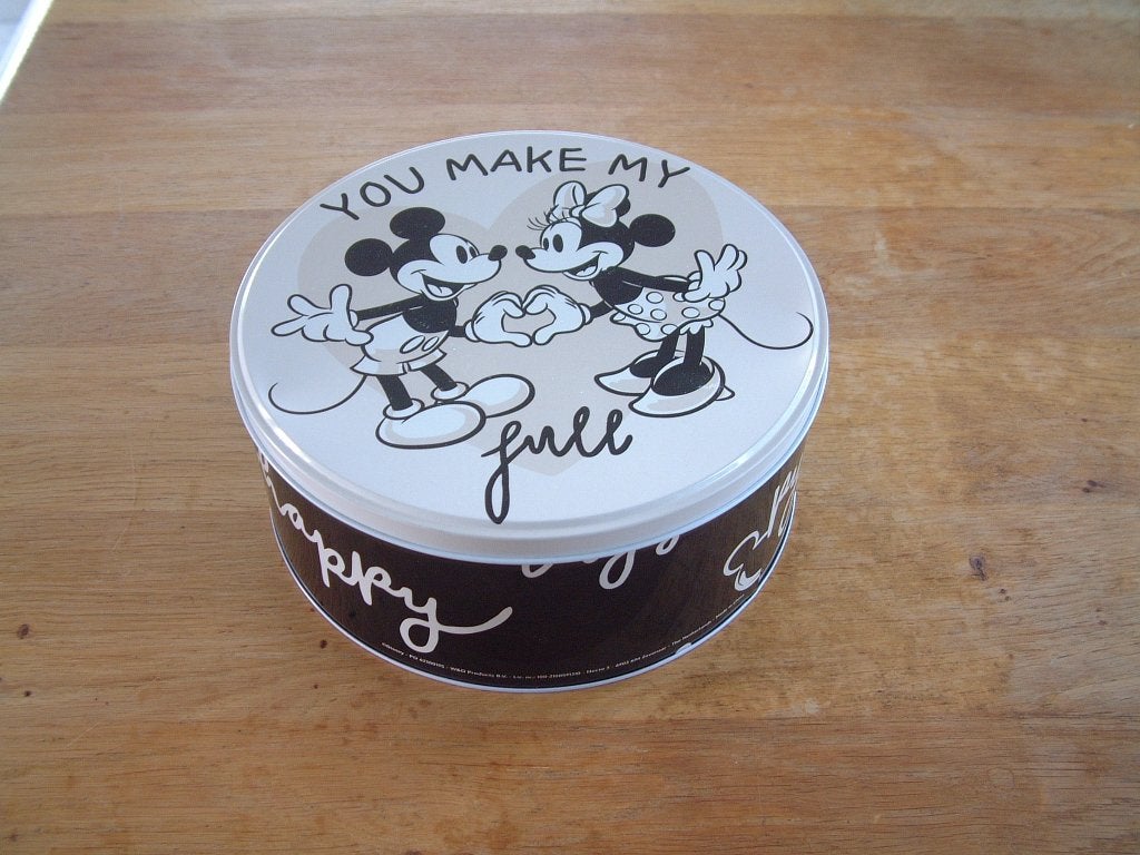 blik en koek trommel Mickey en Minnie Mouse, Verzamelen, Blikken, Ophalen of Verzenden, Zo goed als nieuw, Overige