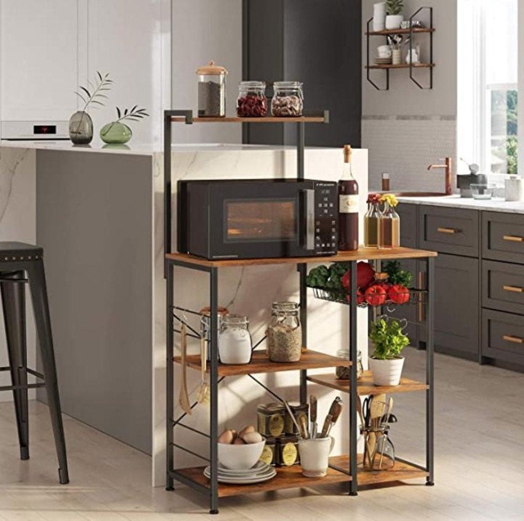 VASAGLE Keukenkast-Keukenrek-40D x 90B x 132H cm-Bruin, Huis en Inrichting, Bruin, Zo goed als nieuw, Minder dan 100 cm, 25 tot 50 cm