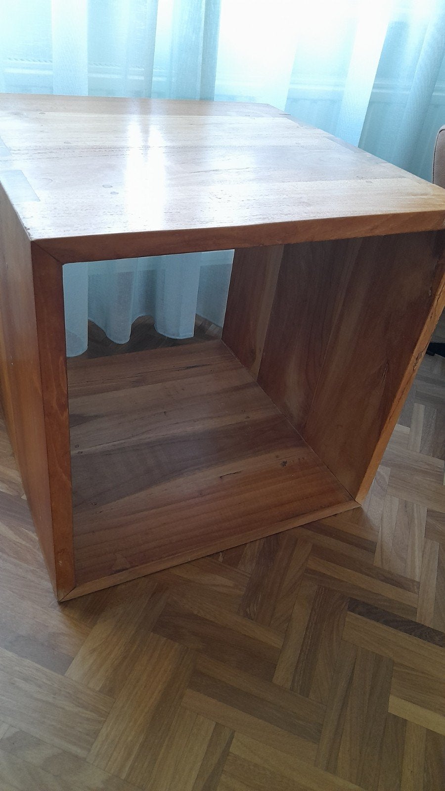 Teak houten bijzettafel (open kubus), 45 tot 60 cm, Minder dan 55 cm, Gebruikt, Vierkant