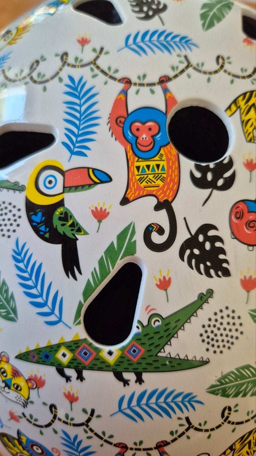 Kiddimoto kinderfietshelm met jungleprint, maat 53-58cm, Gebruikt, Jongen of Meisje, Ophalen, S