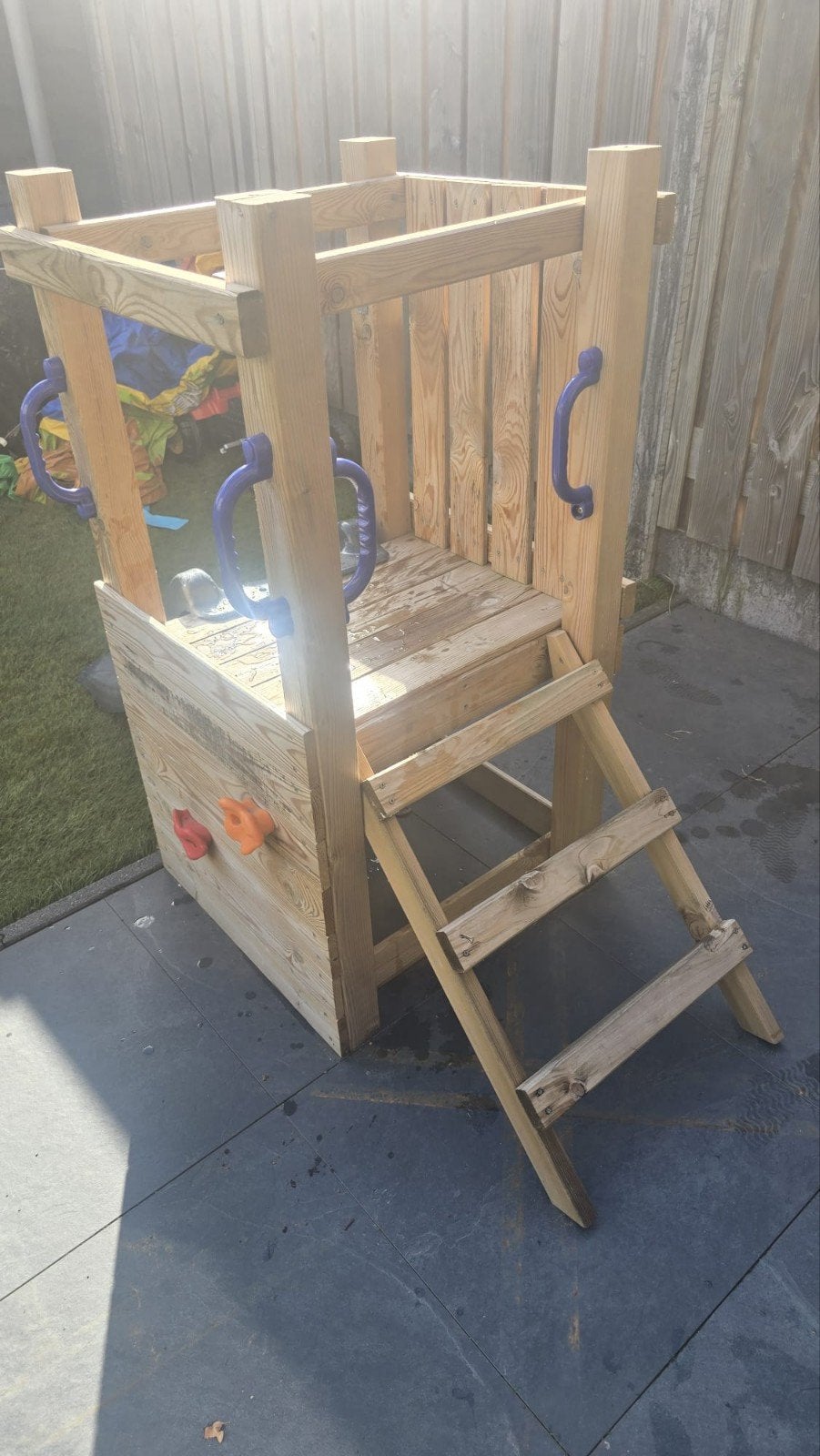 Houten speeltoestel met glijbaan en klimwand, Kinderen en Baby's, Ophalen, Gebruikt, Glijbaan