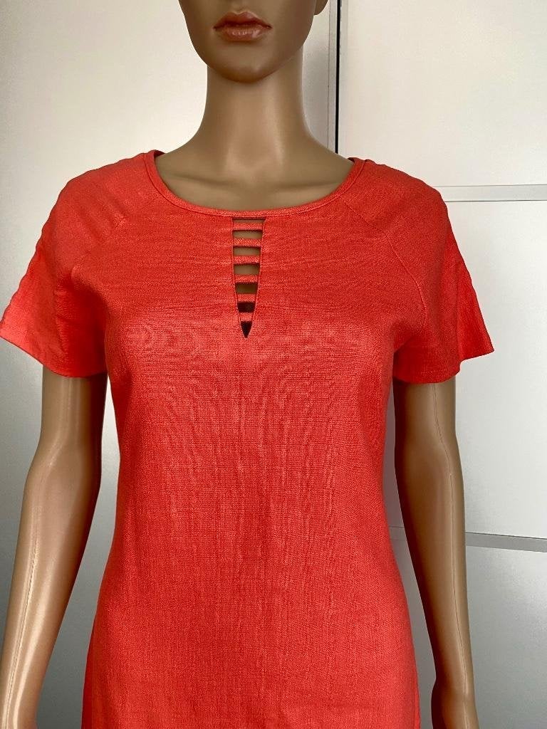 G191 Nieuw: Creme de la Creme mt XS=34 linnen jurk zalm-roze, Kleding | Dames, Jurken, Nieuw, Ophalen of Verzenden, Knielengte