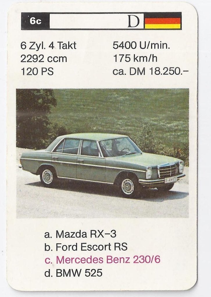 Kw3922 autokaartje 6c mercedes benz 230/6, Ophalen of Verzenden, Zo goed als nieuw, Auto's