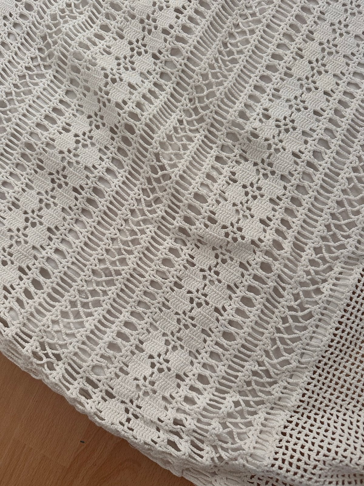 Vintage gehaakte kleed/sprei wit, Ophalen, Gebruikt, Wit