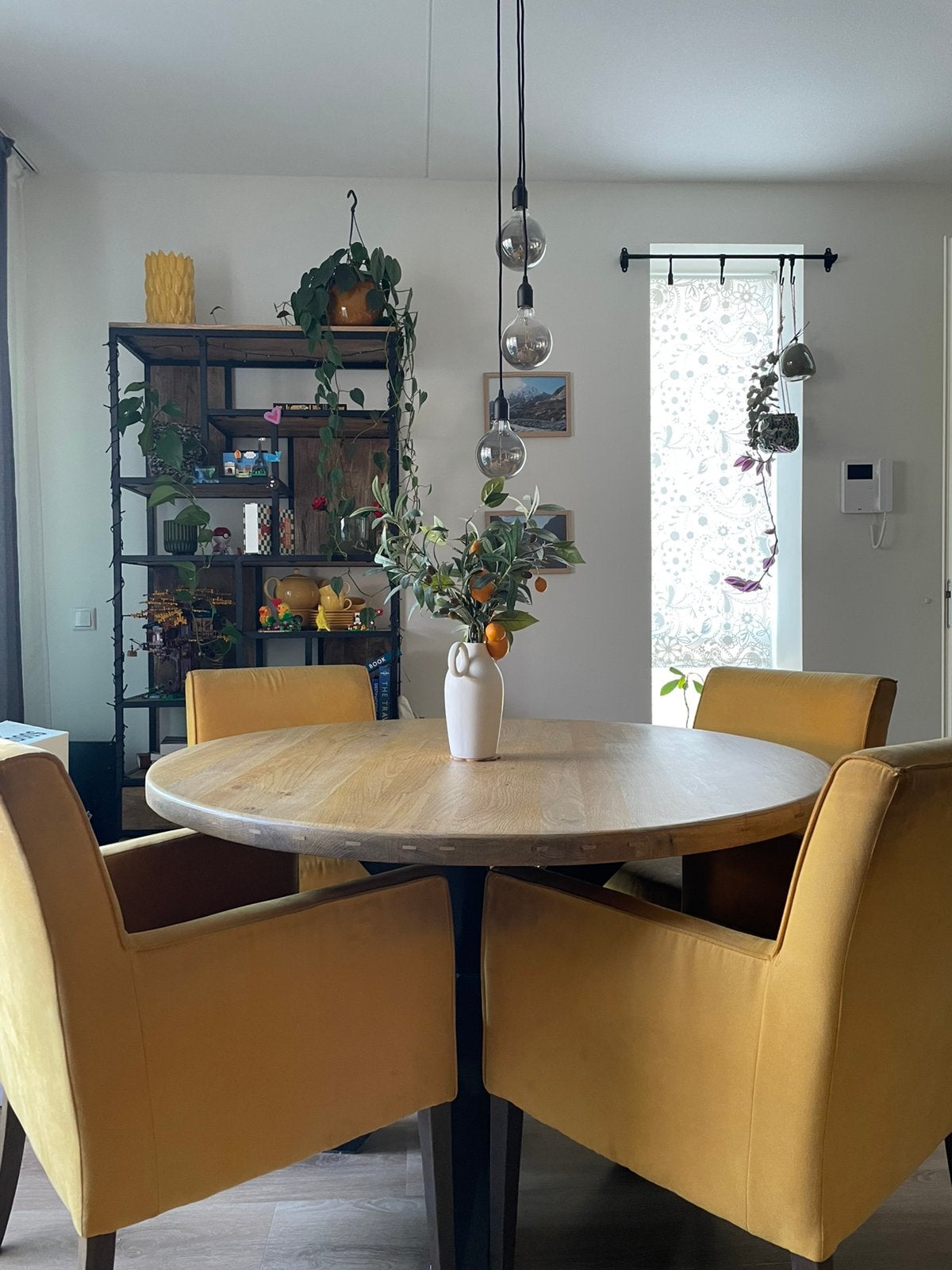 Ronde massief eikenhouten eettafel 130 cm, Huis en Inrichting, Tafels | Eettafels, Ophalen, Rond, 100 tot 150 cm