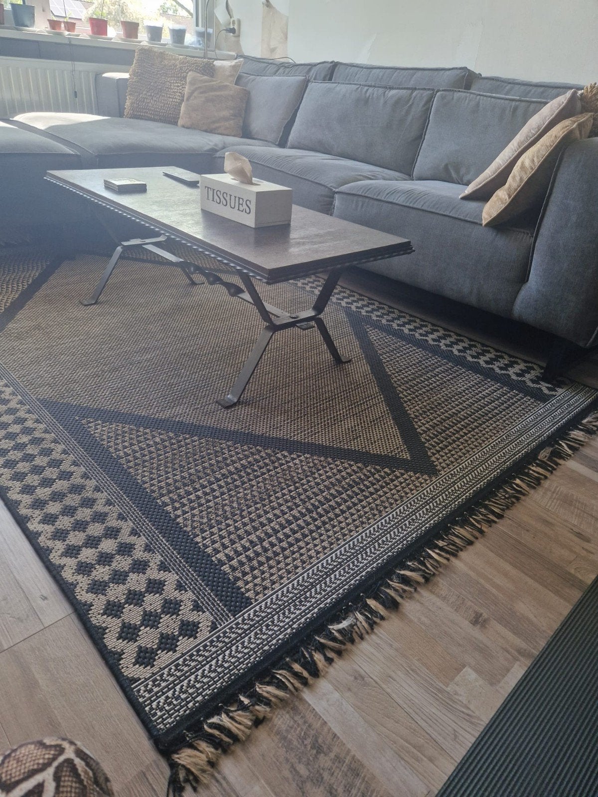 Vloerkleed 1.60m x 2.30m - Antraciet /Beige, Ophalen, Beige, 150 tot 200 cm, 200 cm of meer