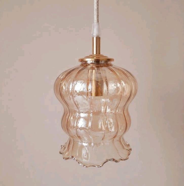 Vintage hanglamp | Vintage bol | Amberkleur Bubble lamp, Ophalen of Verzenden