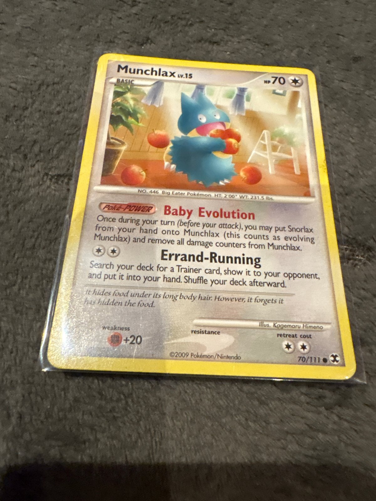 Munchlax Lv.15 Pokémon kaart (2009), Ophalen of Verzenden, Gebruikt, Losse kaart