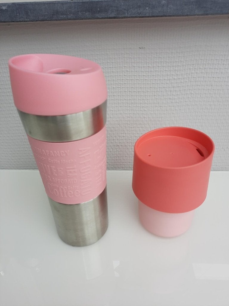 Bidon 2x Reisbeker / drink bekers Thermo drinkfles, Ophalen of Verzenden