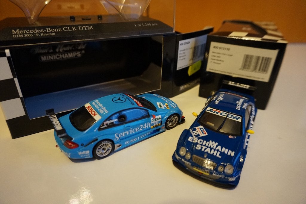 Mercedes W208 CLK/ DTM 2x `01-`03 P. Huisman 1/43 Limeted, Hobby en Vrije tijd, Modelauto's | 1:43, Ophalen of Verzenden, Zo goed als nieuw