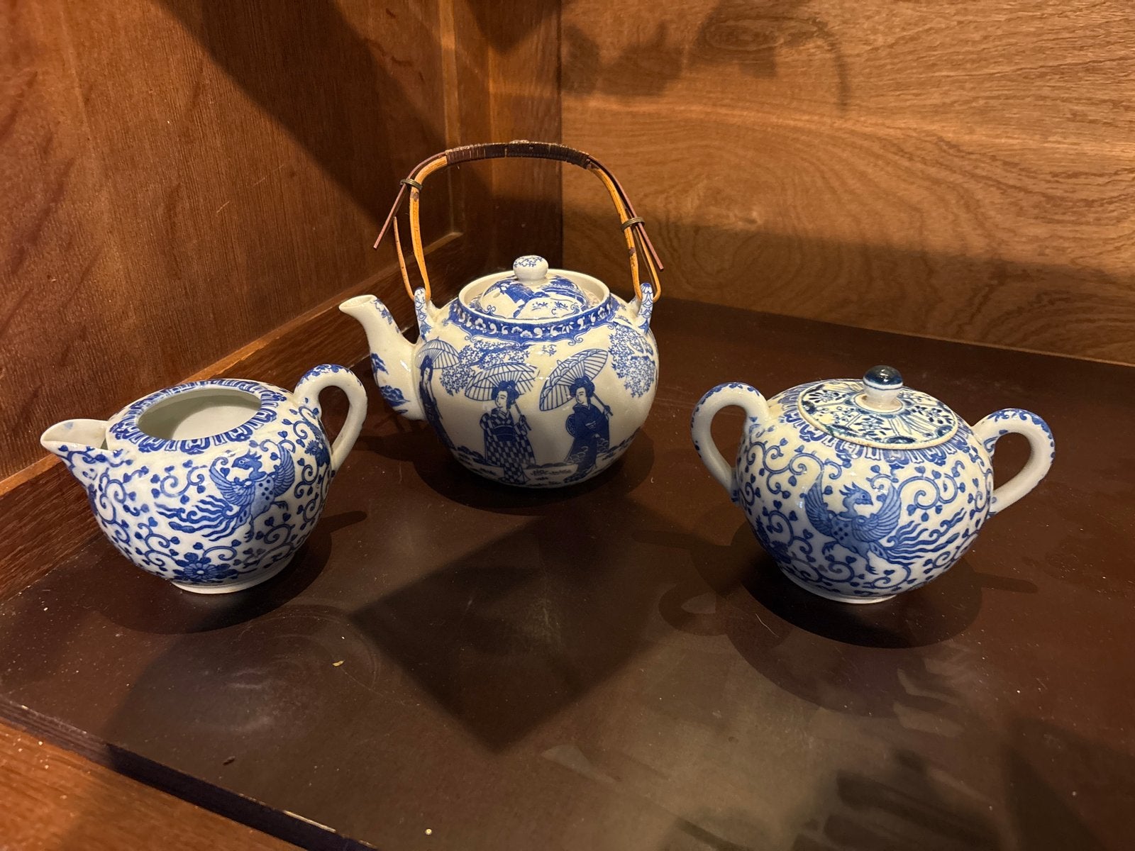 Vintage Japans theeservies - Blauw en wit porselein, Antiek en Kunst, Ophalen of Verzenden