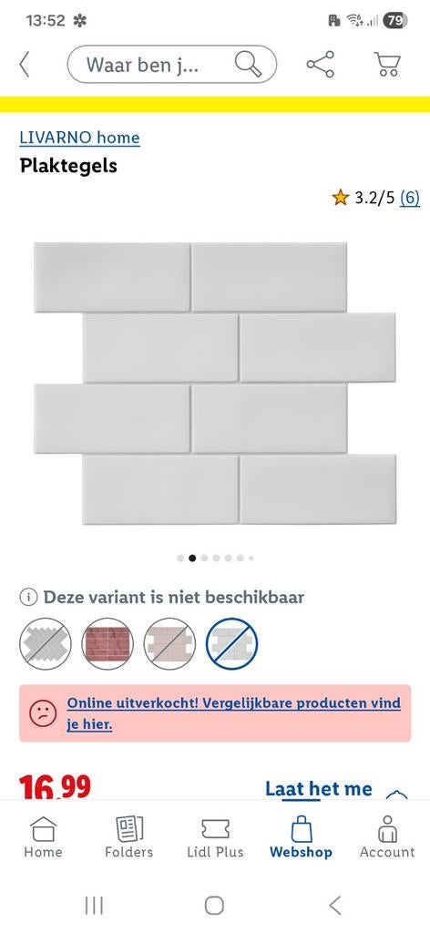 LIVARNO Home Plaktegels – 6 dozen (1 doos geopend maar ongeb, Ophalen of Verzenden