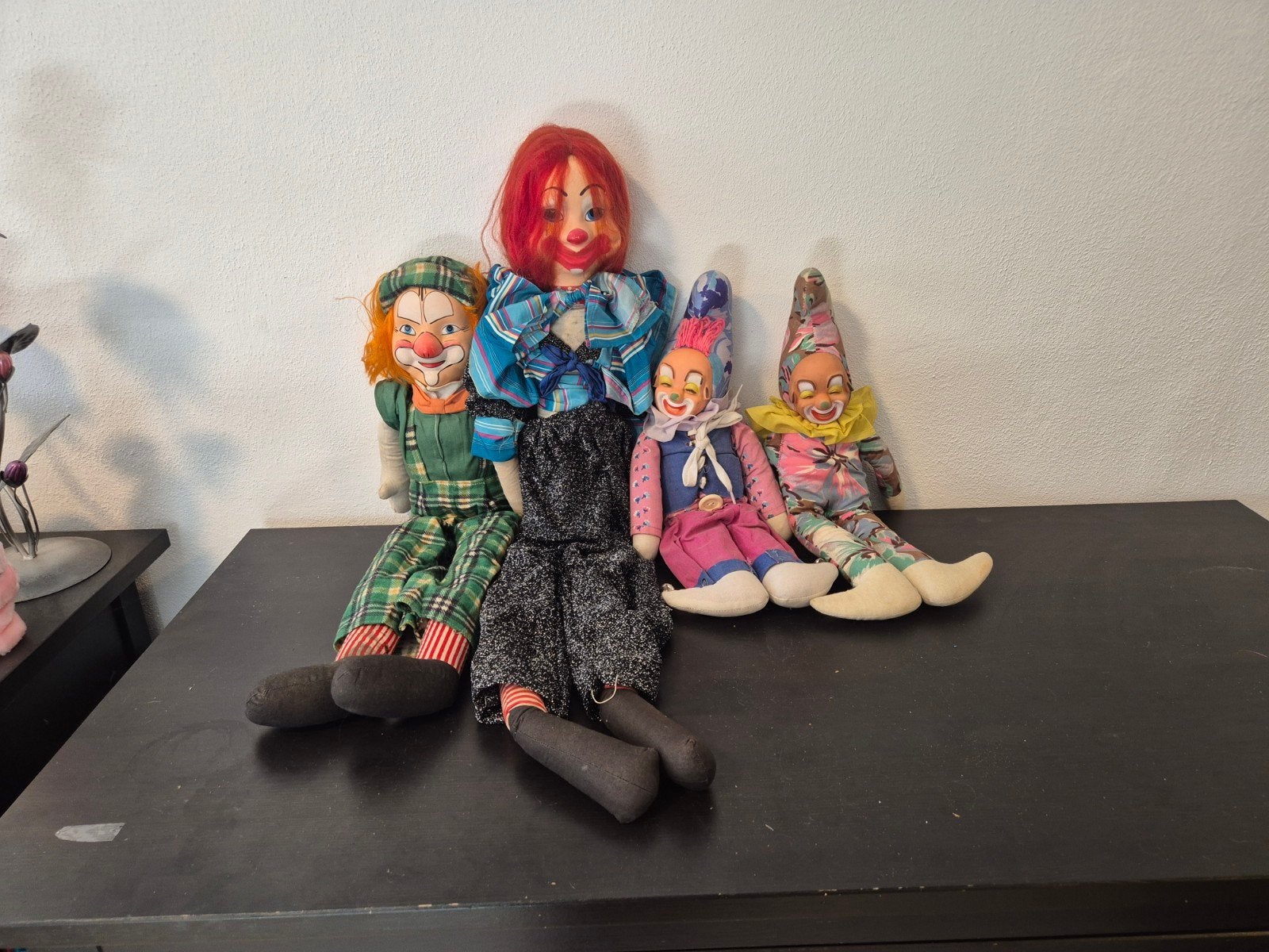 4 Vintage Clown Poppen - Unieke Collectie, Verzamelen, Poppen, Ophalen of Verzenden, Gebruikt, Pop