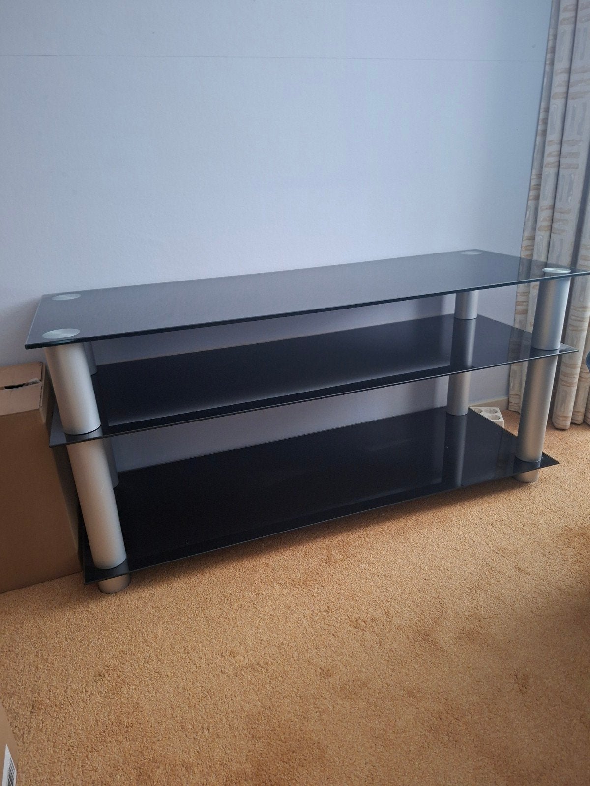 Glazen TV-meubel / audiomeubel (110x40x53 cm), Ophalen, Gebruikt, 100 tot 150 cm, Glas