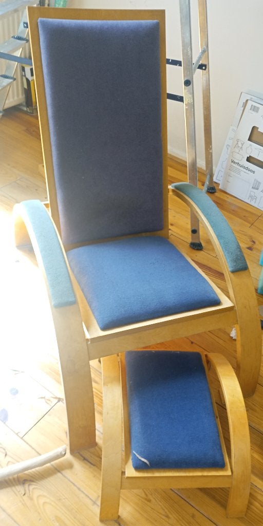 Albert" fauteuil van Deense ontwerper Finn Østergaard, Ophalen, Gebruikt, Blauw, Eén