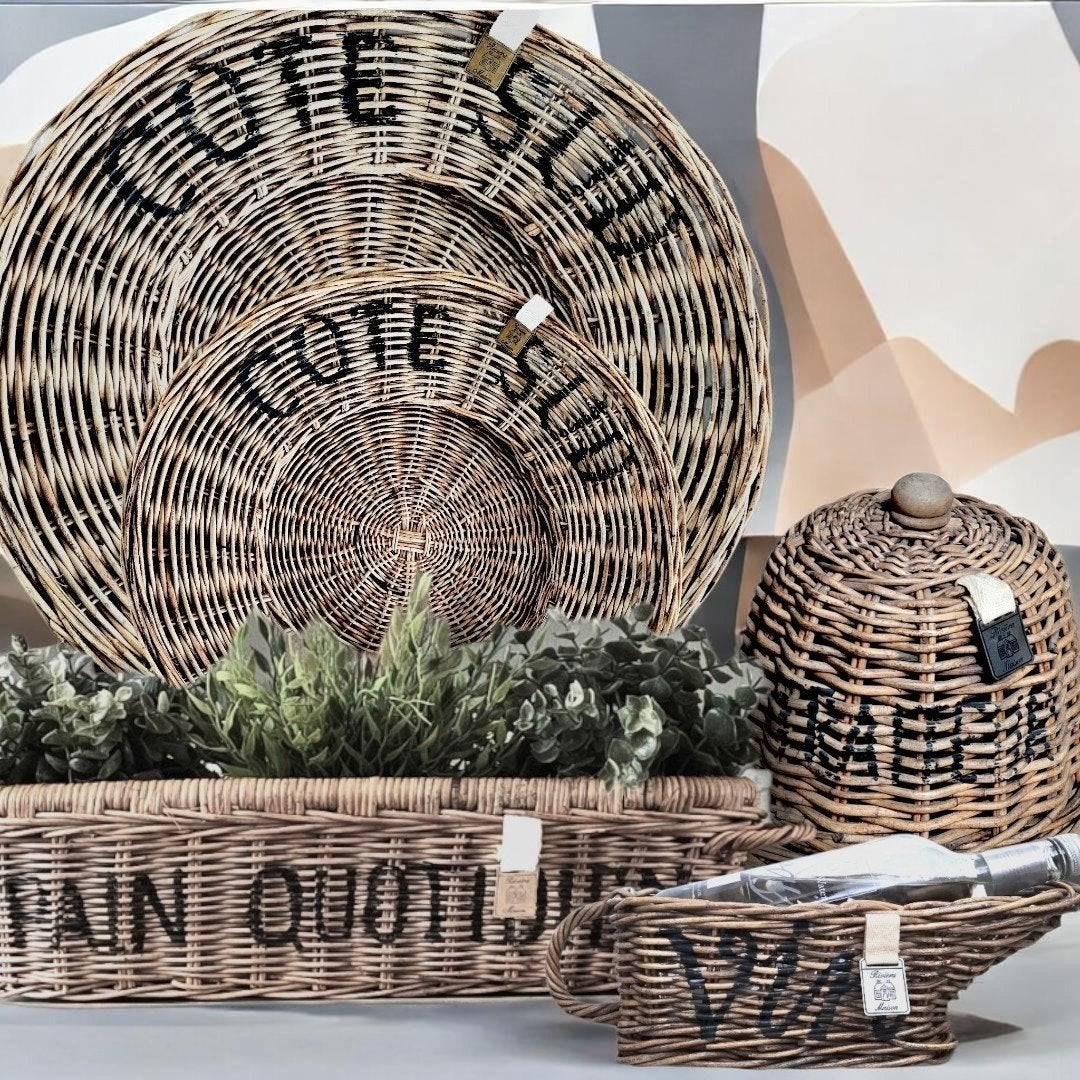 Compleet rivièra maison rustic rattan kitchen set, Ophalen of Verzenden, Zo goed als nieuw, Rond, Riet