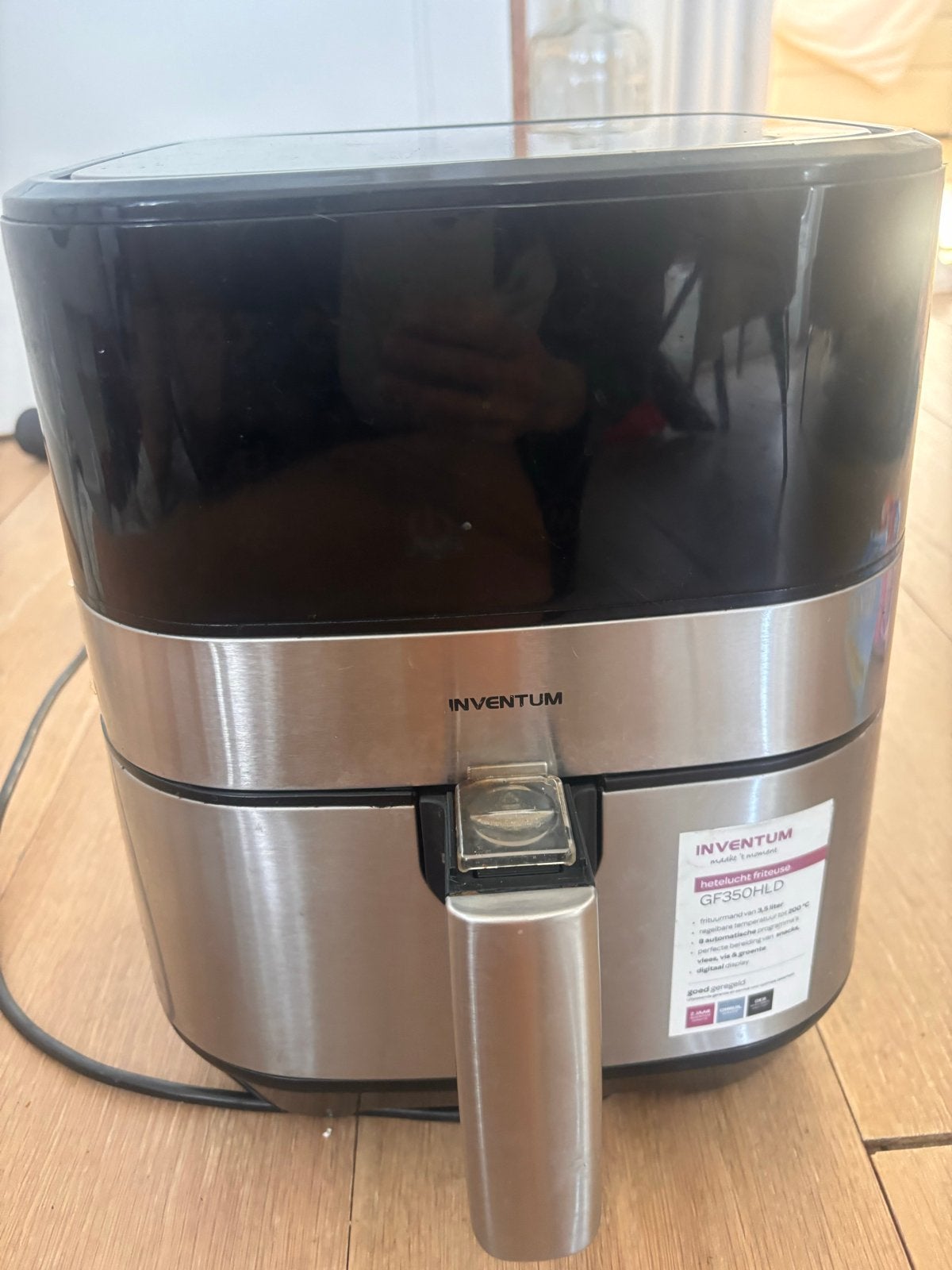 Inventum Heteluchtfriteuse GF350HLD - Werkt prima!, 3 tot 4 liter, Ophalen, Gebruikt, Uitneembare binnenpan