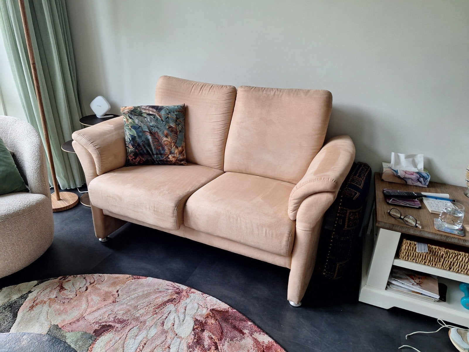 Comfortabele 2-zitsbank zalm rose Prominent, Ophalen, Tweepersoons, 75 tot 100 cm, Zo goed als nieuw