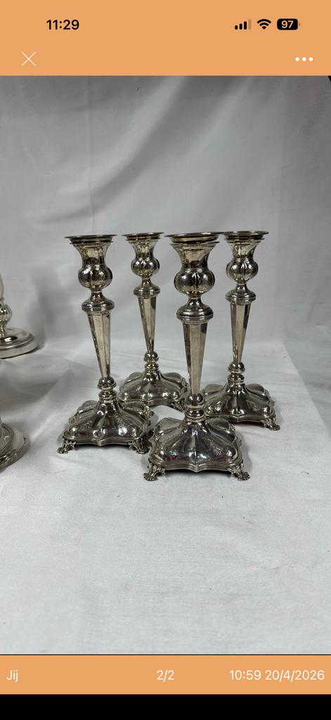 Set van 4 kandelaars Schalkwijk 19 e eeuw, Antiek en Kunst, Ophalen of Verzenden, Zilver