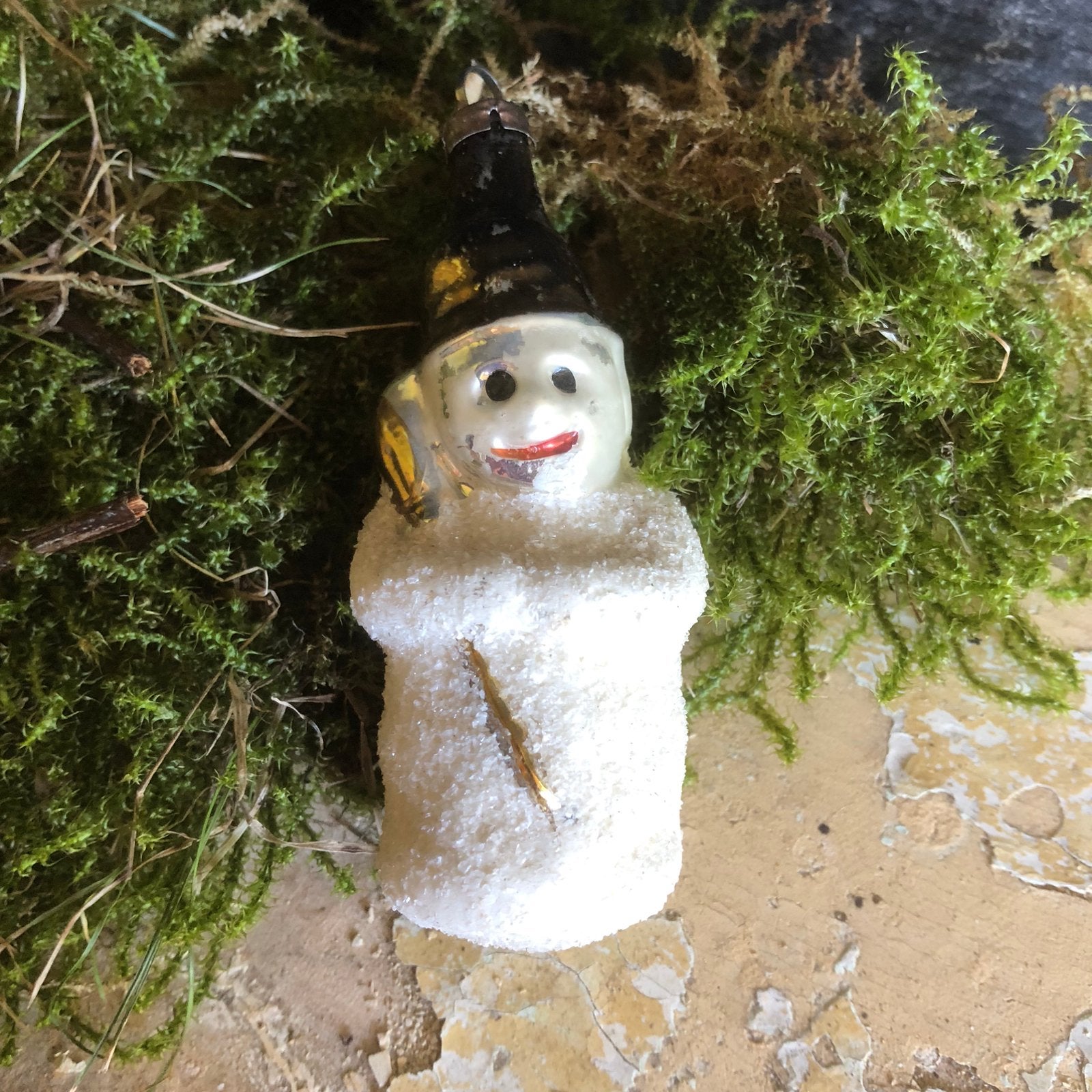 Oude kerstbal sneeuwpop, Antiek en Kunst, Ophalen of Verzenden