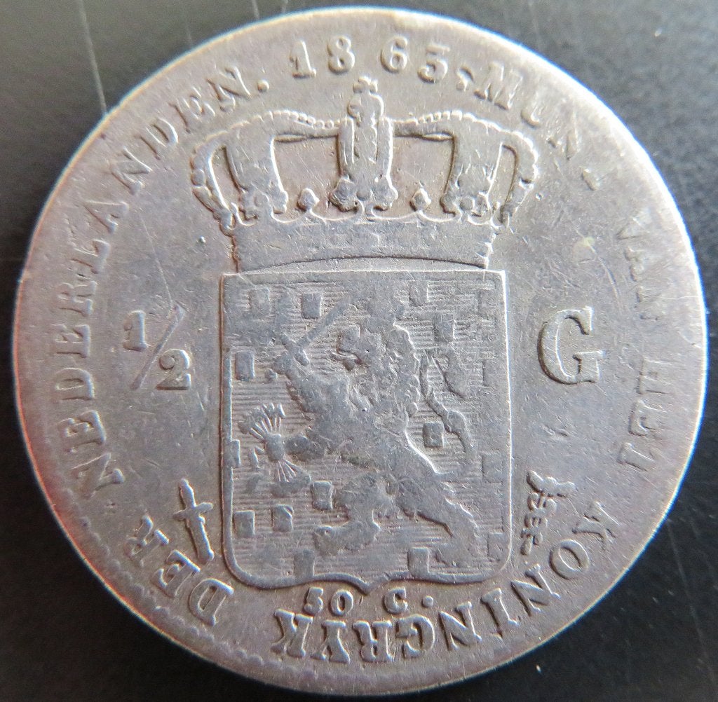 Halve Gulden 1863, ½ gulden, Koning Willem III, Verzenden, Zilver