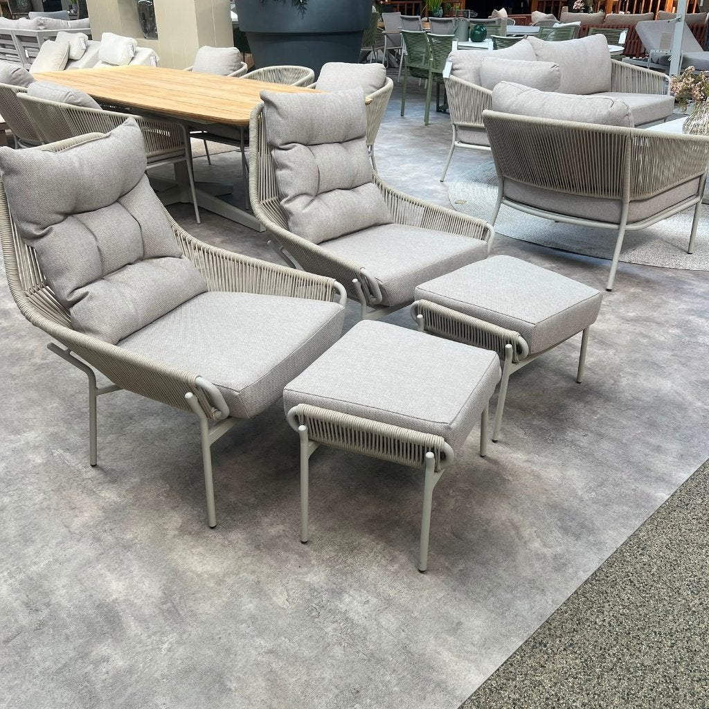 Nogales Loungestoel en Voetenbank | Showroommodel, Tuin en Terras, Tuinstoelen, Ophalen, Zo goed als nieuw, Aluminium