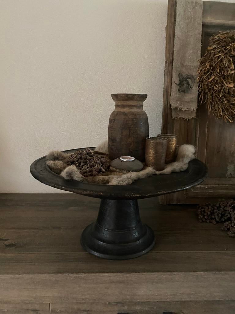 Schaal op voet, Ophalen, Zo goed als nieuw, Rond, Glas
