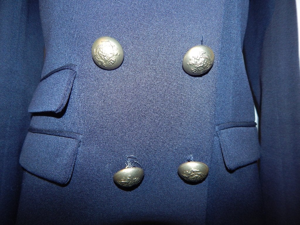 Balenciaga stylvolle blazer donker blauw sier knopen wapen S, Balenciaga, Blauw, Ophalen of Verzenden, Zo goed als nieuw