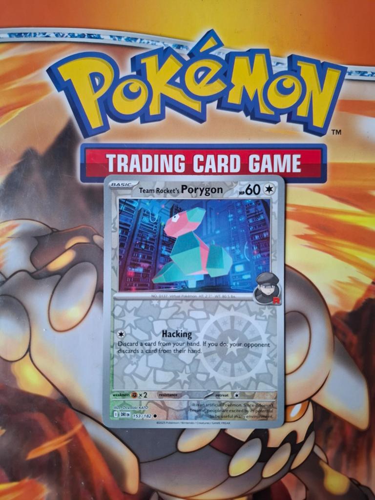 Team rocket's porygon 153/182 Destined Rivals reverse holo, Ophalen of Verzenden, Zo goed als nieuw, Losse kaart, Foil