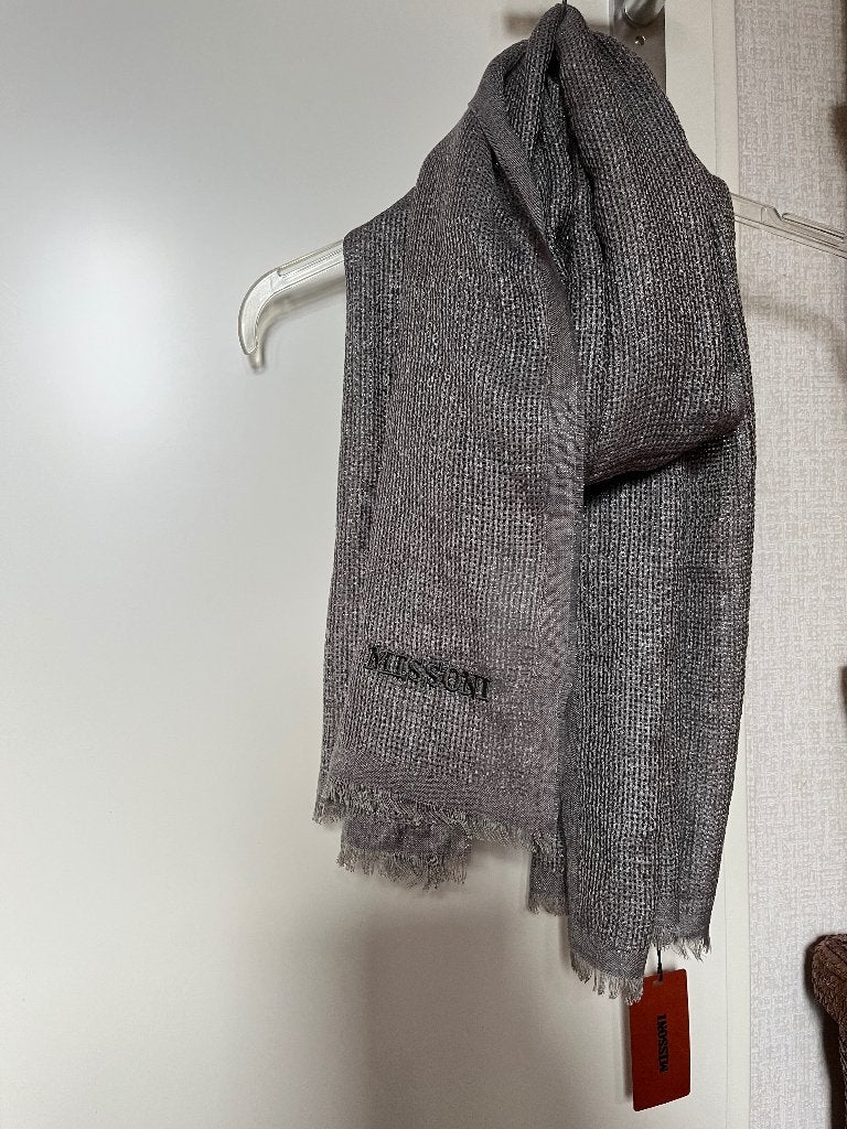 Missoni nieuwe sjaal zilver lurex wolmix incl verzenden, Maat 38/40 (M), Verzenden, Nieuw, Missoni