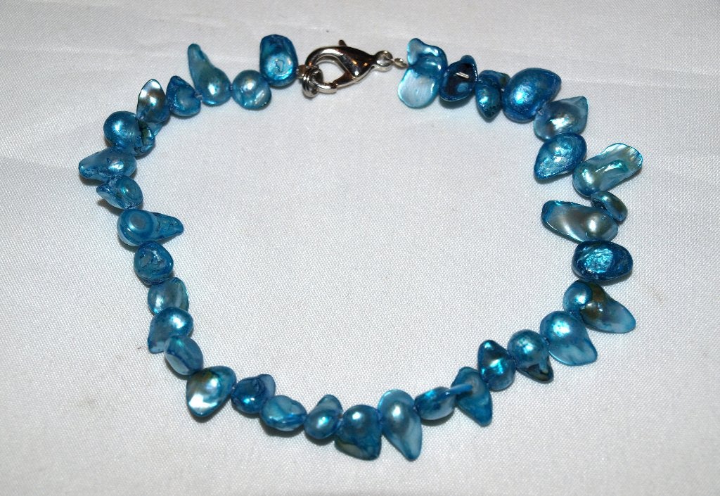 armband van blauwe wilde zoetwaterparels, Overige materialen, Blauw, Nieuw, Ophalen of Verzenden