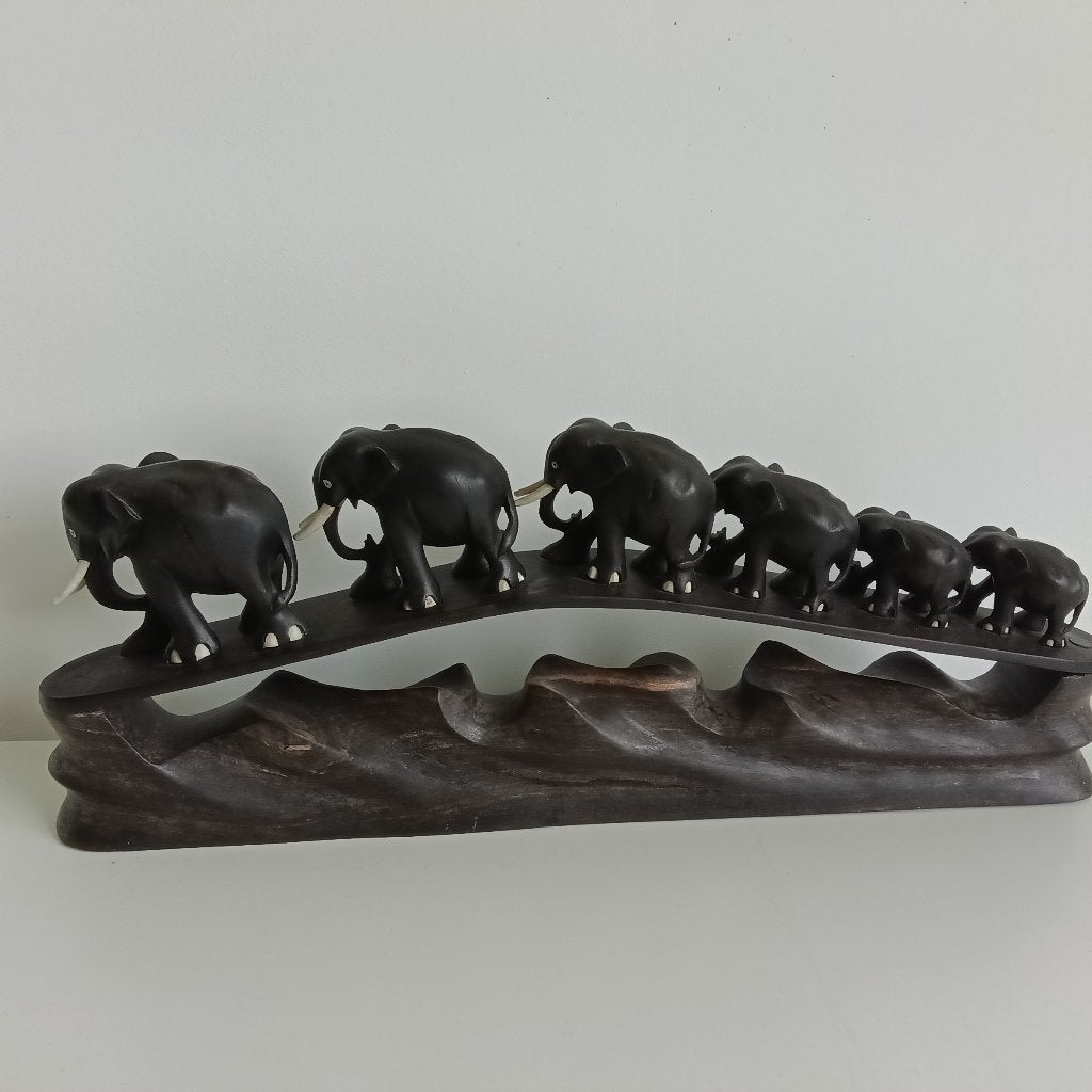 Olifanten ebbenhout decor antiek, Antiek en Kunst, Ophalen of Verzenden, 20 - 50 cm, Beeld, Hout