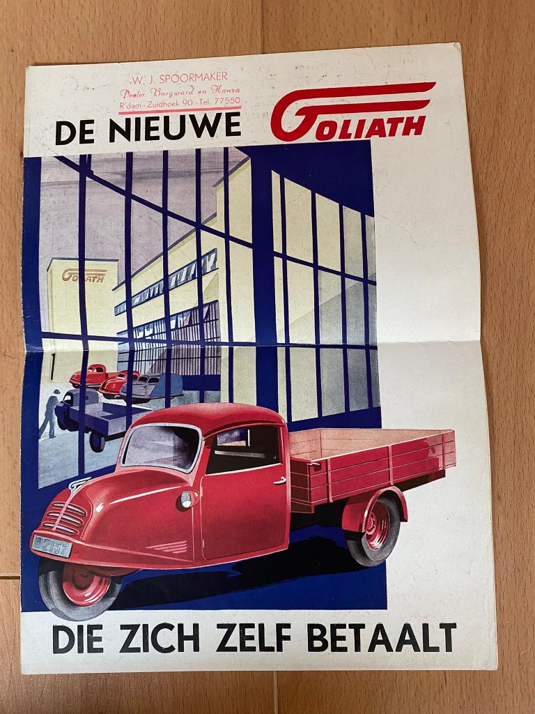 Goliath driewielige bestelauto GD 750  -  Folder, Gelezen, Ophalen of Verzenden, Overige merken, Goliath