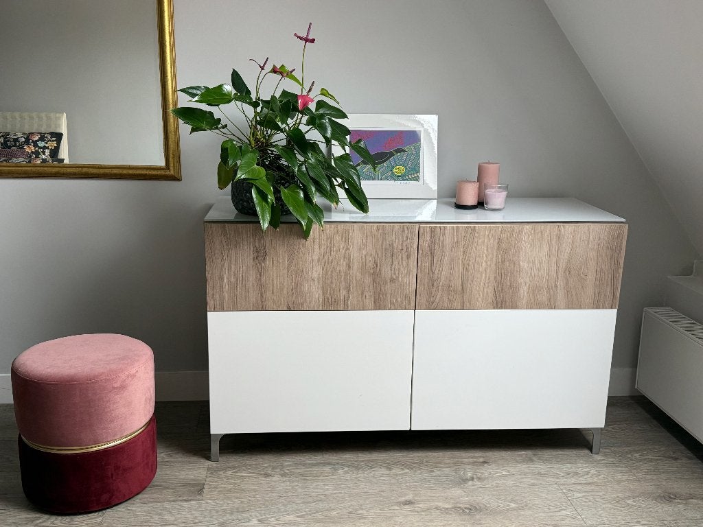 Ikea dressoir/opbergmeubel met 2 lades & 2 deurtjes (230€), Huis en Inrichting, Ophalen, Strak, modern,, Overige houtsoorten, Zo goed als nieuw