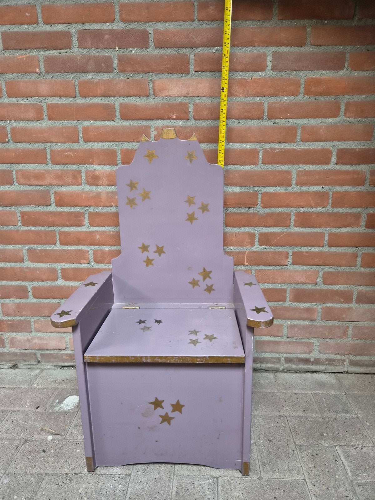 Kinderstoel met opbergruimte - paars met sterren, Diversen, Ophalen, Gebruikt, Onbekend, Onbekend