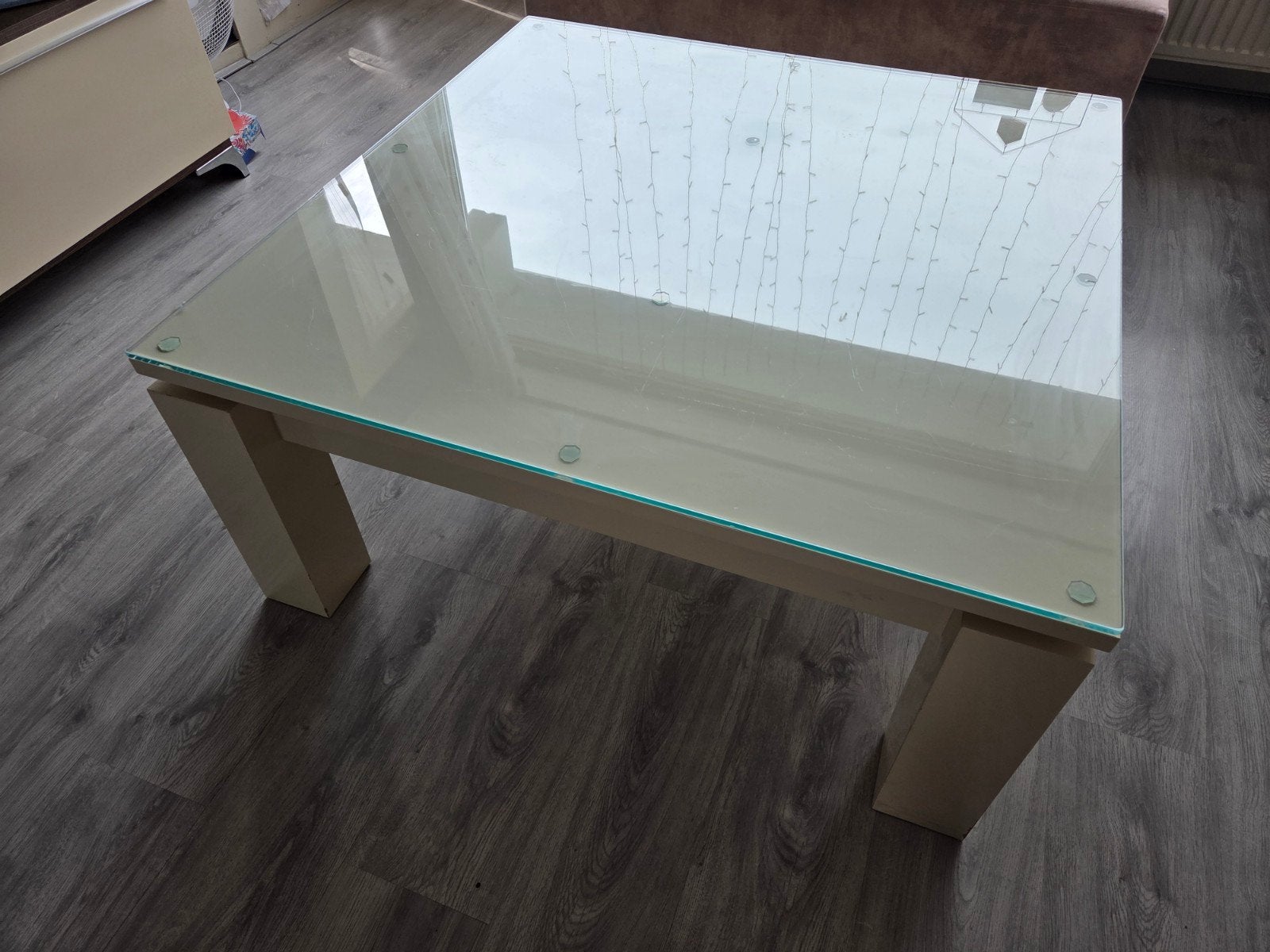 Salon tafel 100x100, Ophalen, Gebruikt, 50 tot 100 cm, Glas