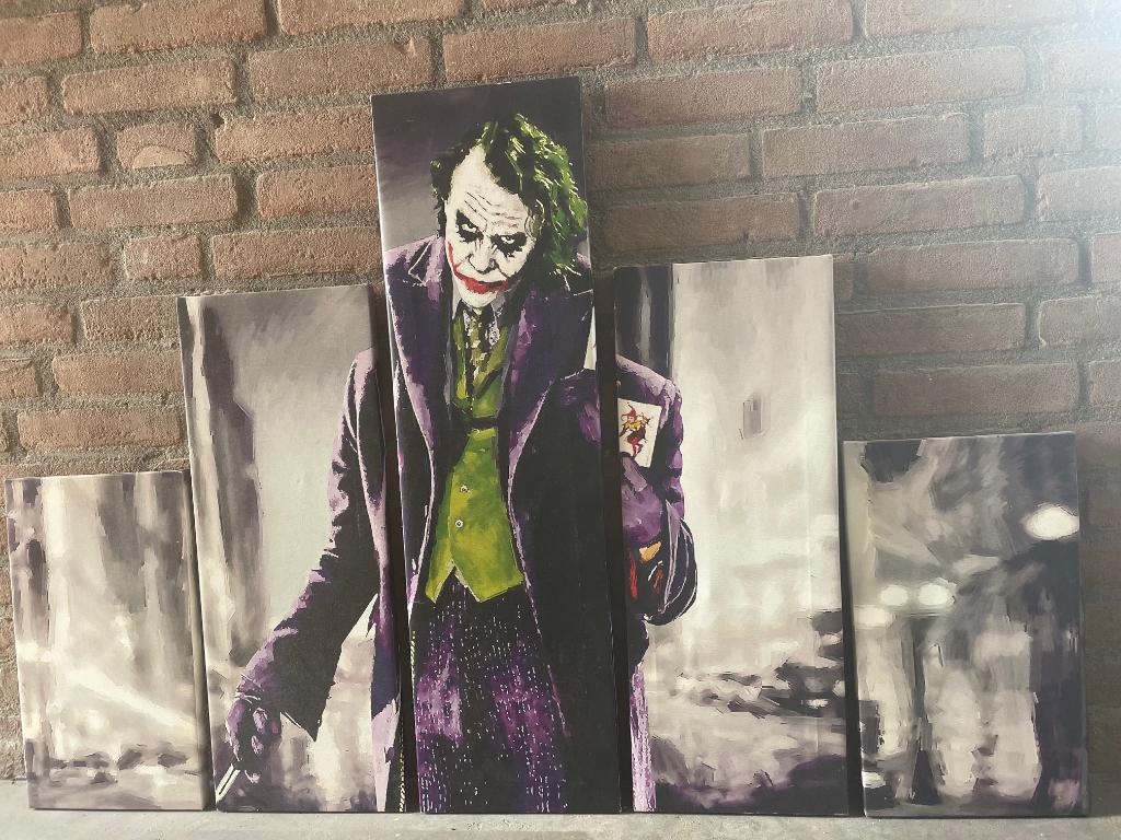 Joker Schilderij Canvas Art Doek (5 Delig), Antiek en Kunst, Ophalen of Verzenden