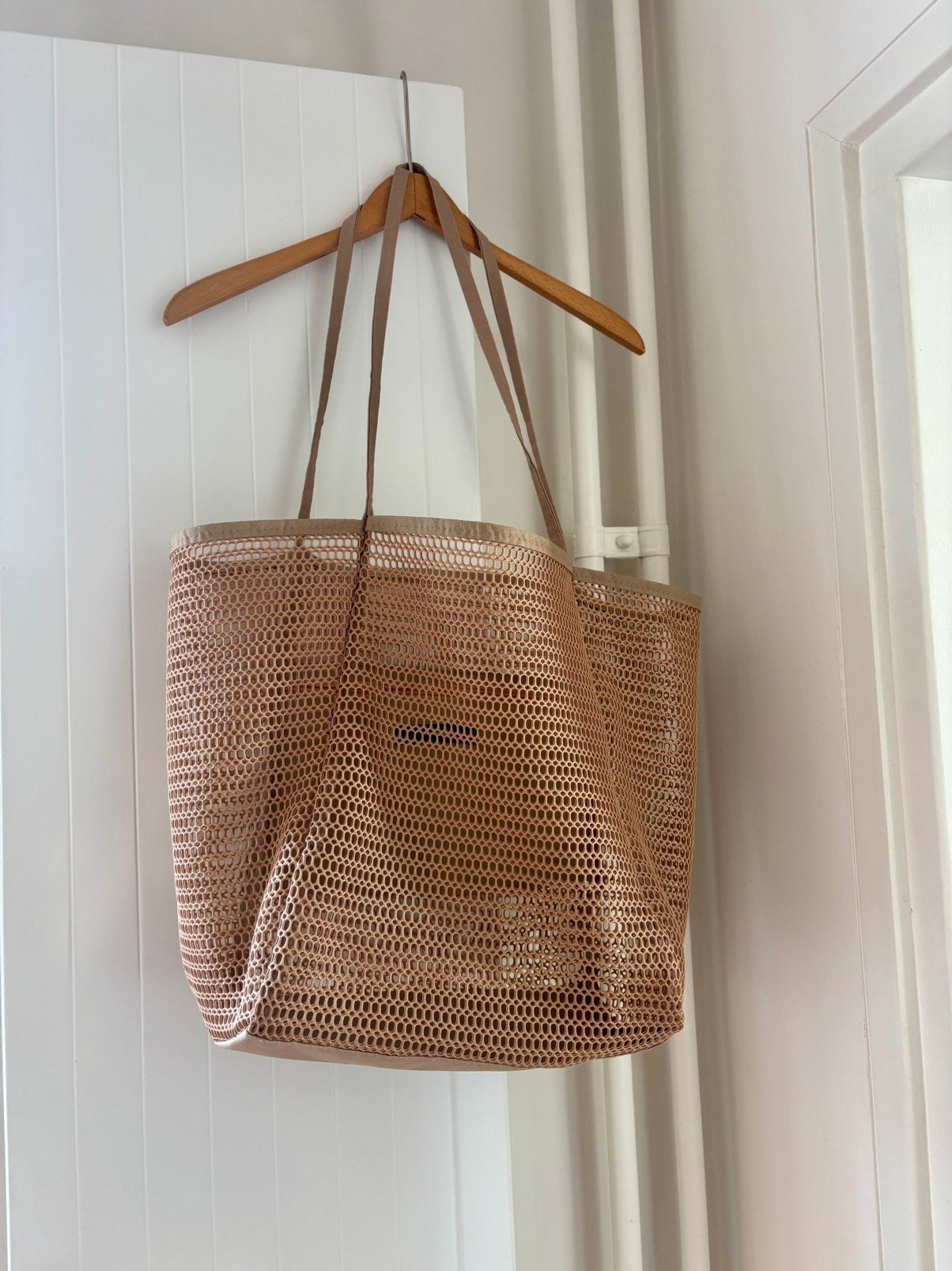 Vero Moda beige mesh shopper strandtas ruime tote bag zomer, Ophalen of Verzenden, Gebruikt, Beige, Shopper