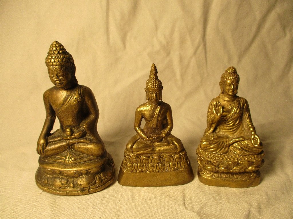 3x Boedha beeldjes van koper, Antiek en Kunst, Antiek | Koper en Brons, Ophalen of Verzenden