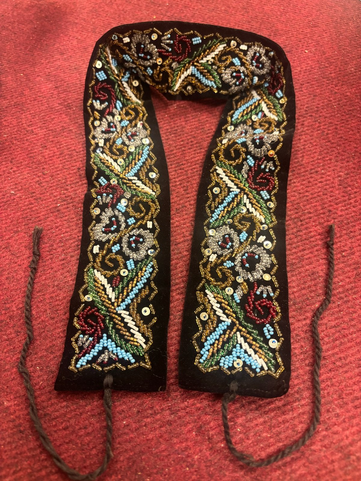 Vintage geborduurde riem met kralen, 76 cm, Ophalen of Verzenden