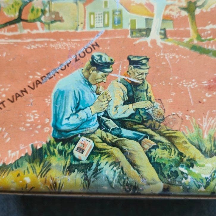 Oud Hollands Van Nelle blik met boerenland tafereel, Verzamelen, Blikken, Ophalen of Verzenden
