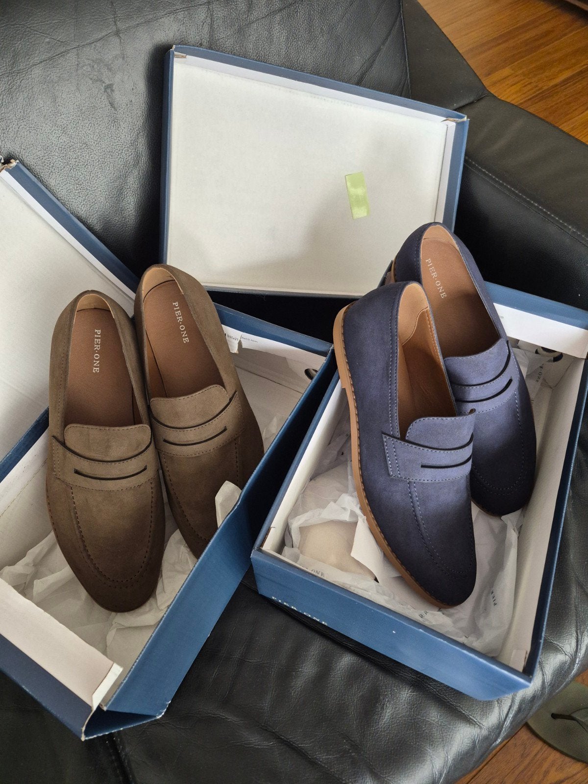 Pier One Instappers - Bruin & Blauw (Nieuw) maat 42, Kleding | Heren, Schoenen, Ophalen, Nieuw, Bruin