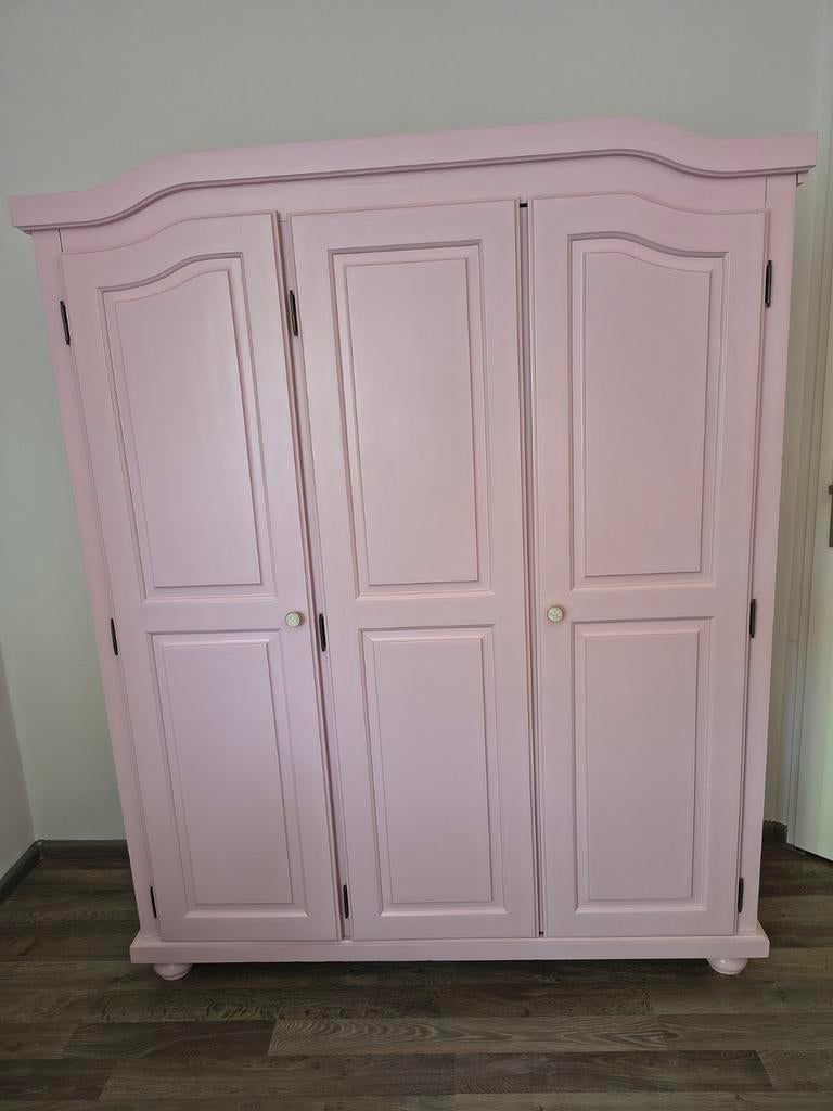 Houten roze kledingkast, met planken en hanggedeelte, Ophalen, Gebruikt, Kast, 50 tot 70 cm