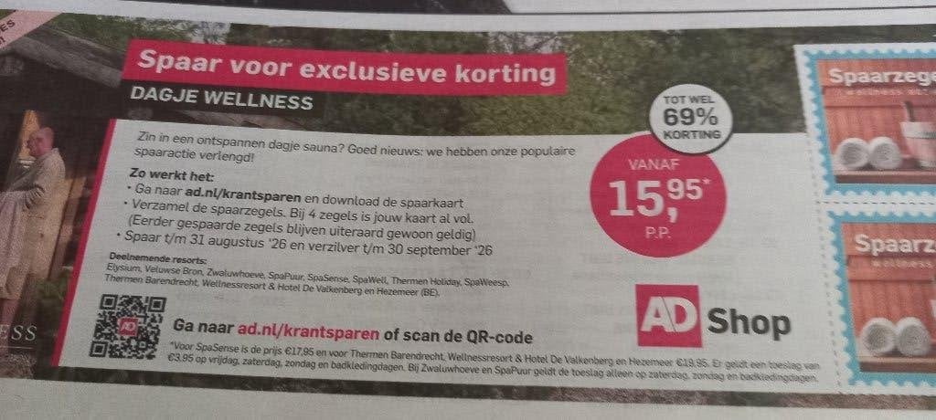 AD Saunazegels, Drie personen of meer, Kortingsbon, Spa of Sauna