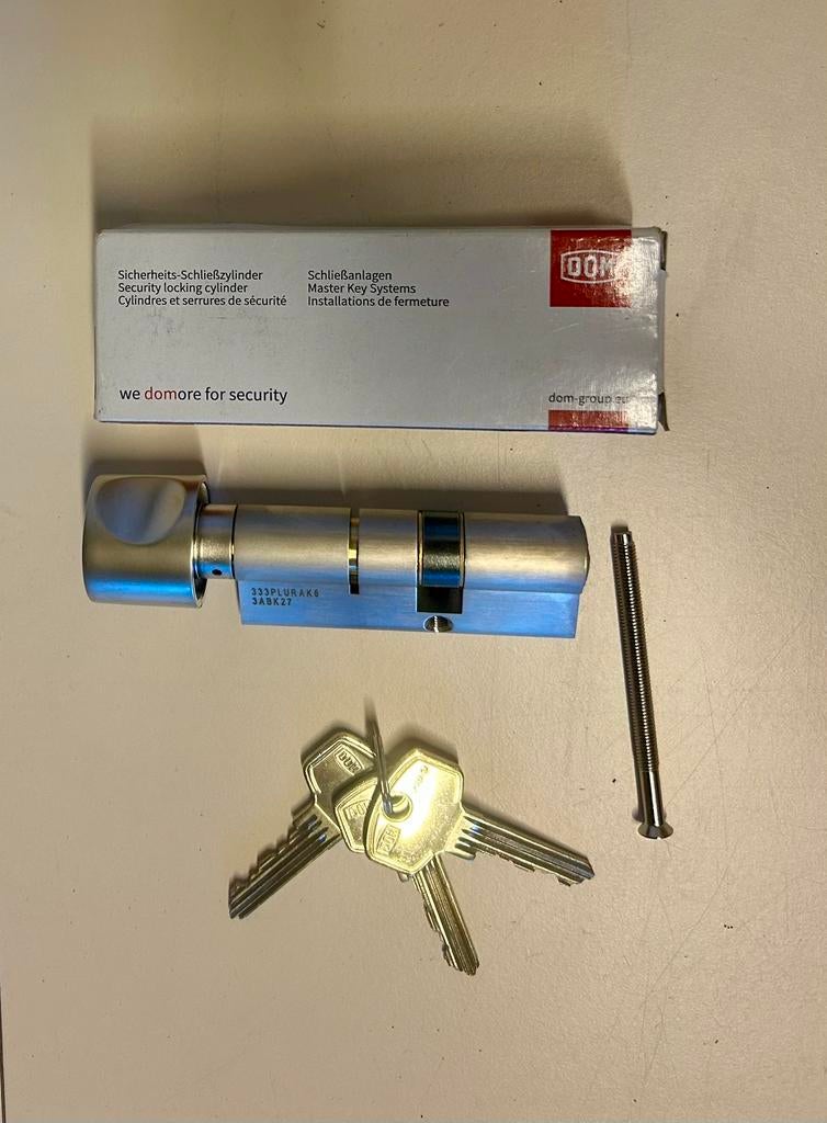 Knopcilinder nieuw, Doe-het-zelf en Verbouw, Ophalen, Zo goed als nieuw, Rvs, Slot