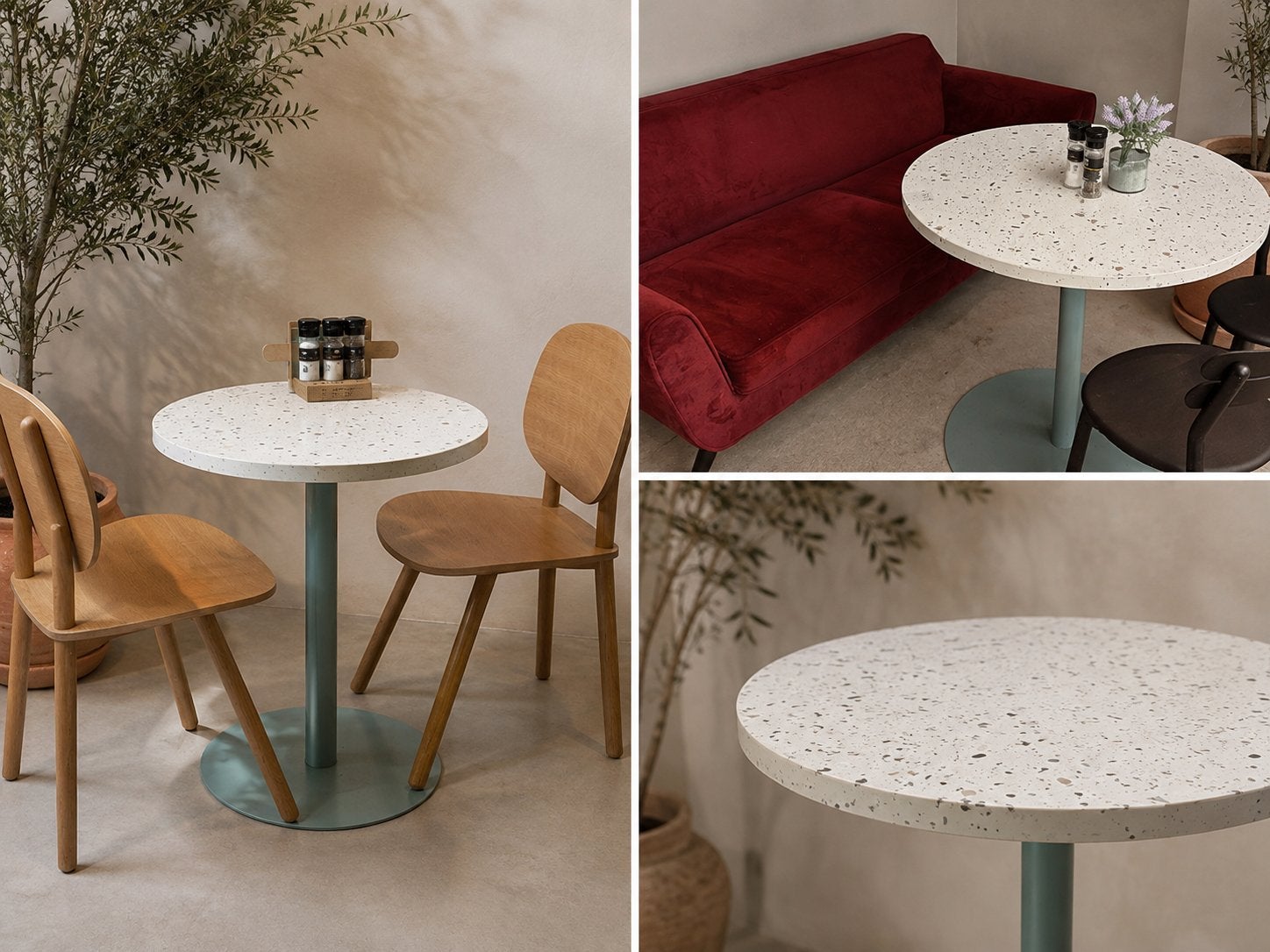 Ronde horecatafels – terrazzo look – diverse maten
