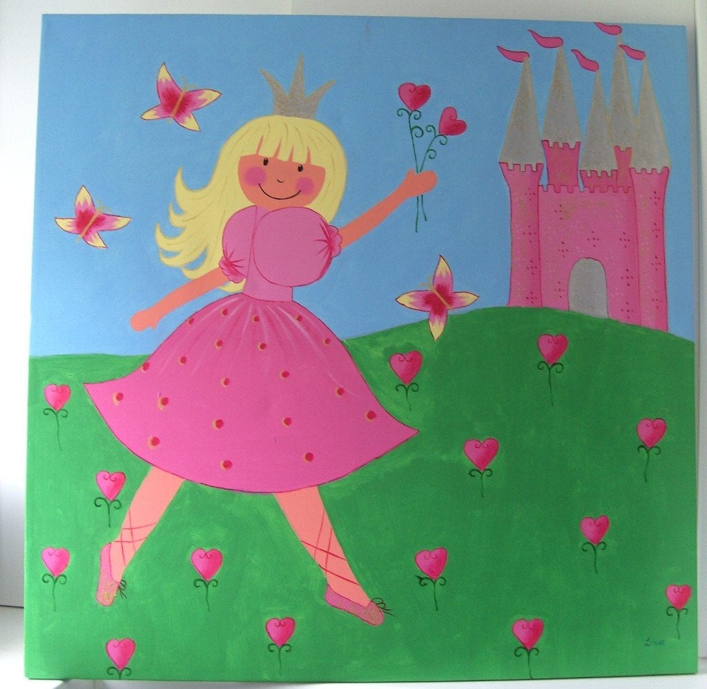 Betoverend Groot Prinsessen Schilderij (100x100 cm), Ophalen, -, Meisje, -