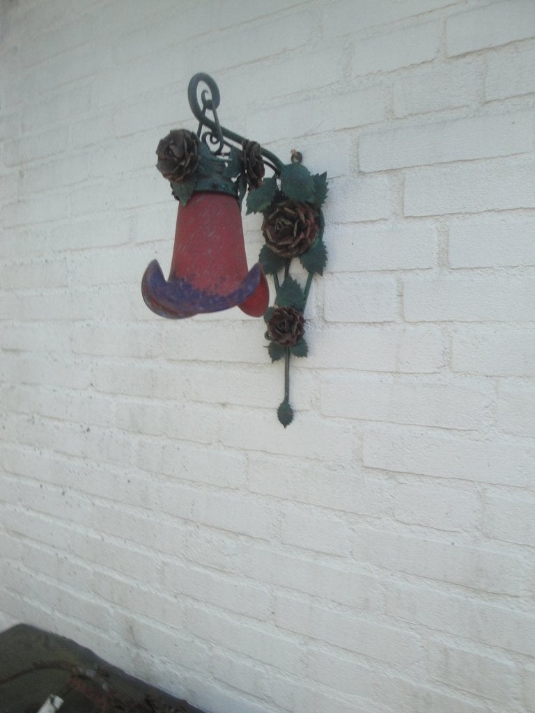 mooi apart antiek wand lampje metalen rozen, Ophalen of Verzenden